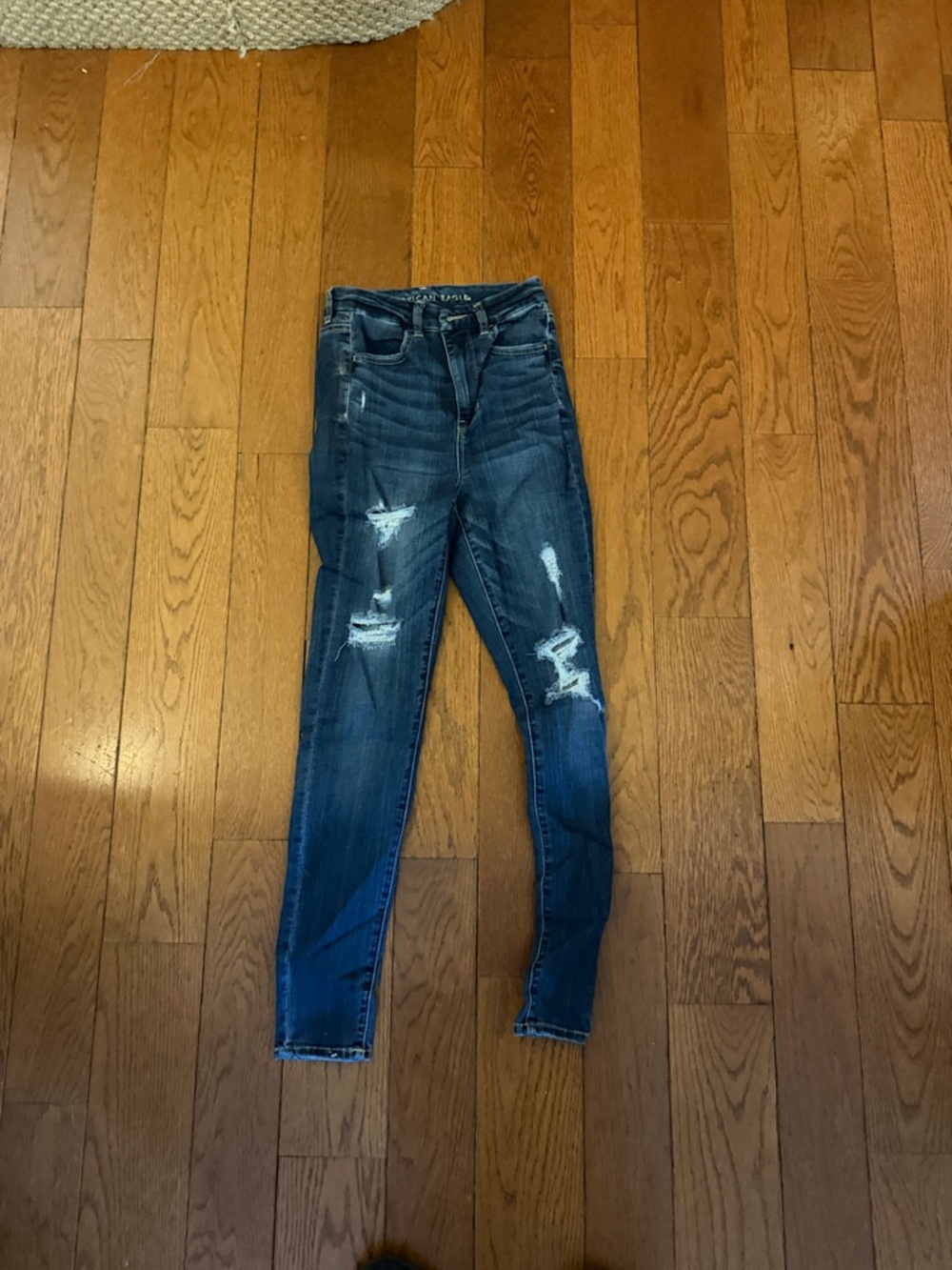 American Eagle Outfitters Dark Indigo Distressed Skinny Jeans
